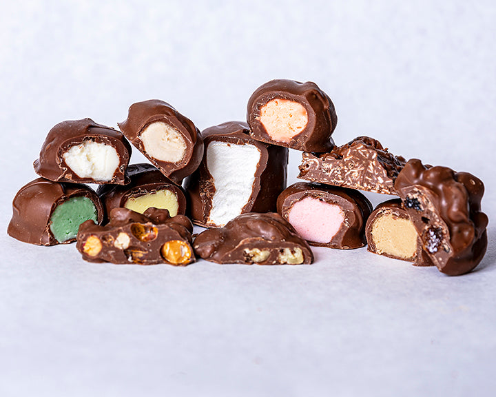 a view of an assortment of our homemade chocolates