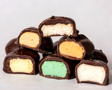 Load image into Gallery viewer, close-up shot of an assortment of our dark chocolate creams
