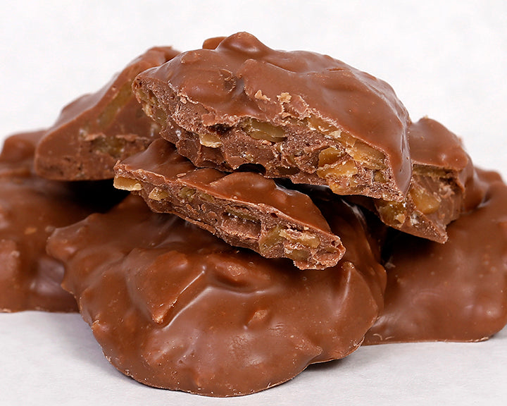 close-up shot of our famous milk chocolate covered butter toffee