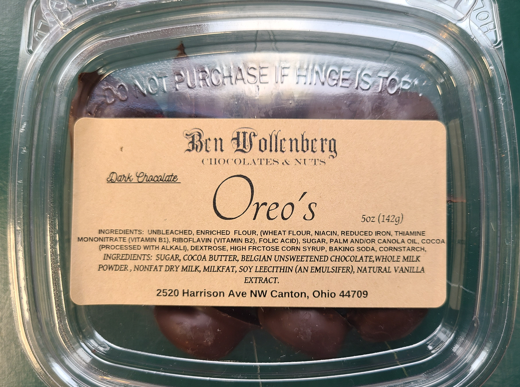 A close-up shot of a package of our famous dark chocolate Oreo's